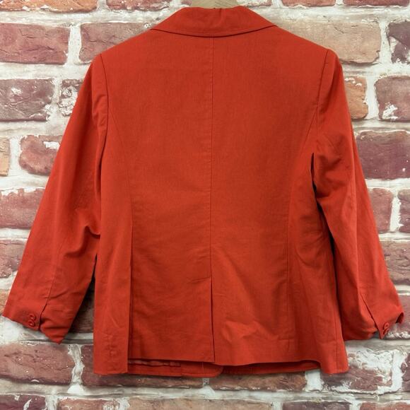 Vintage Chadwick's Blazer Women's 14P Orange Linen Blend Casual Career Jacket - Picture 4 of 9